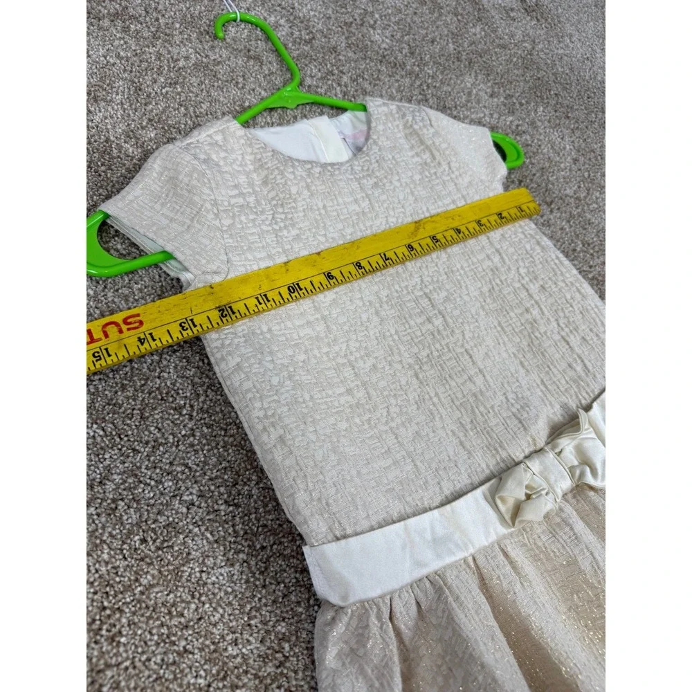 Janie and Jack Girls Gold Metallic Jacquard Bubble Hem Dress 5 FlowerGirl‎ Party